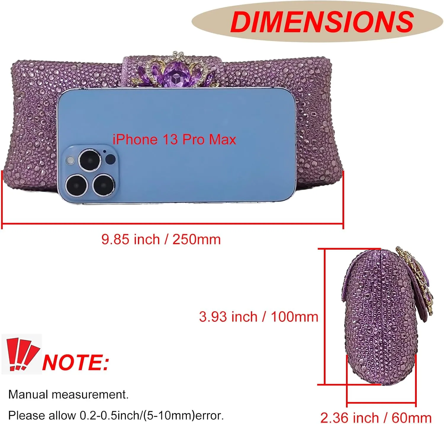 Long Rhinestone Box Evening Bag Women Formal Gathering Party Floral Handbag Clutch Purse Prom Bag