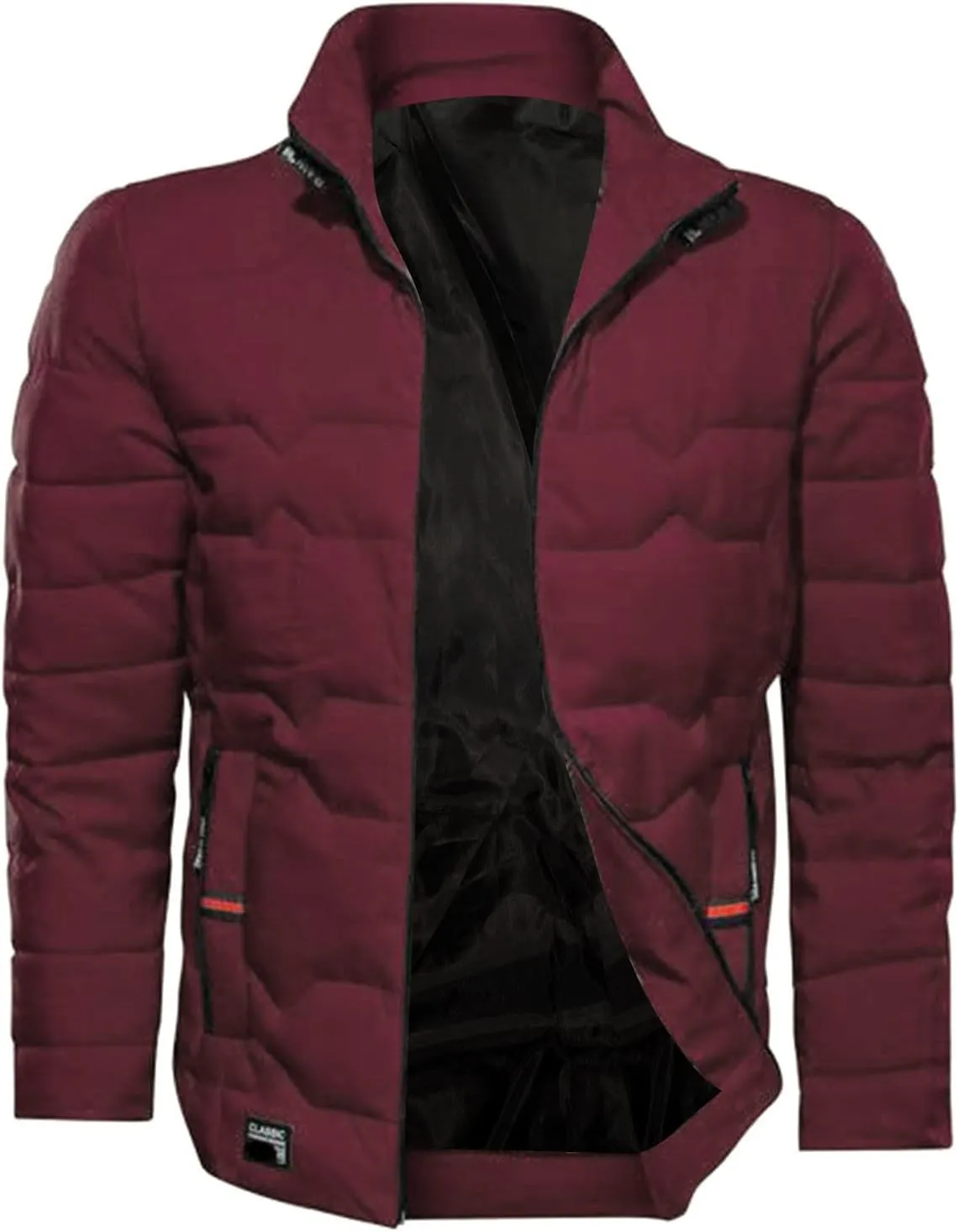 Mens Autumn And Winter Fashion Casual Collar Solid Color Padded Warm Cotton Coat Cotton Padded Jacket Coat Jackets Mens
