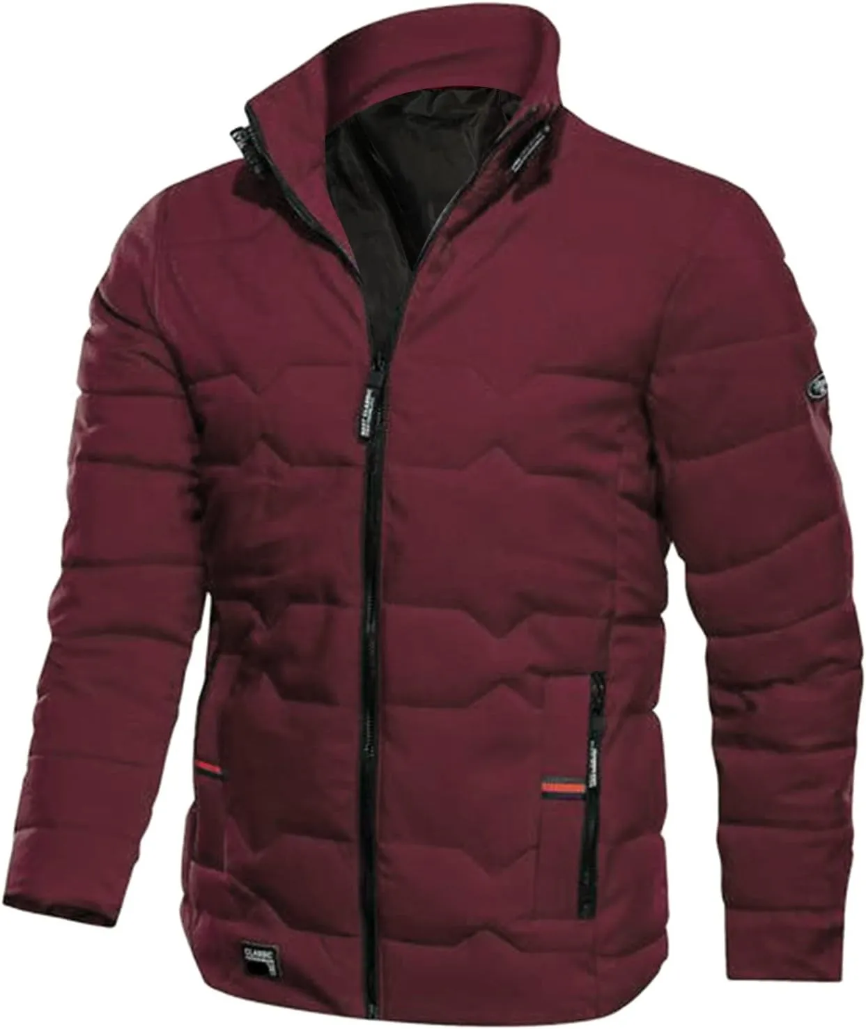 Mens Autumn And Winter Fashion Casual Collar Solid Color Padded Warm Cotton Coat Cotton Padded Jacket Coat Jackets Mens