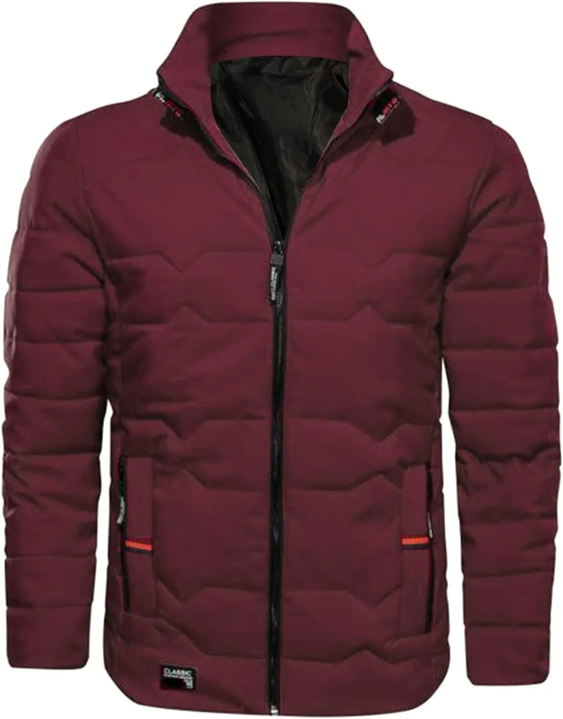 Mens Autumn And Winter Fashion Casual Collar Solid Color Padded Warm Cotton Coat Cotton Padded Jacket Coat Jackets Mens