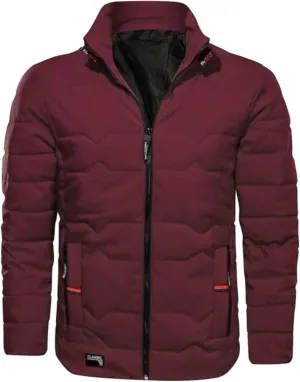 Mens Autumn And Winter Fashion Casual Collar Solid Color Padded Warm Cotton Coat Cotton Padded Jacket Coat Jackets Mens