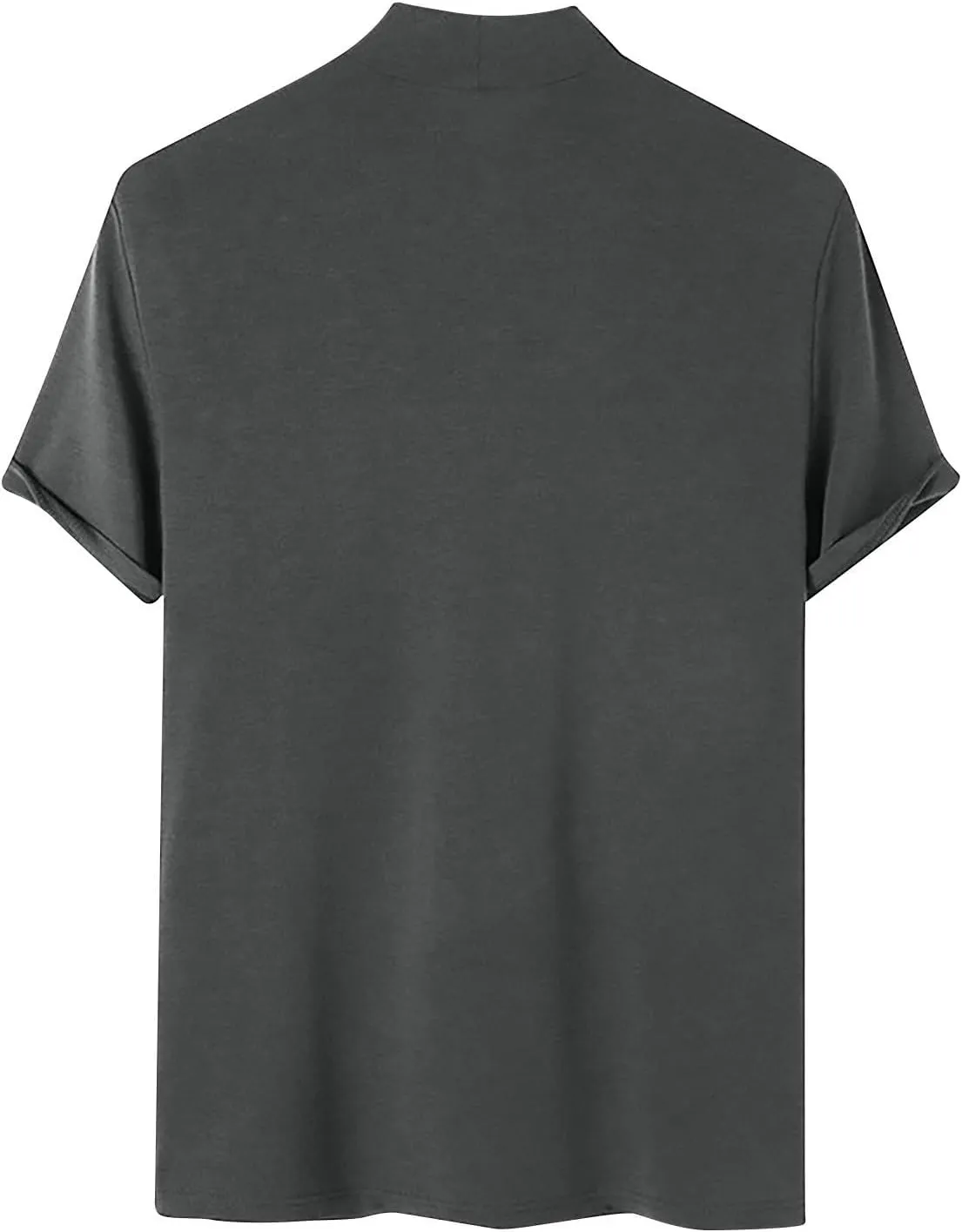 Mens Casual Turtleneck Mock Neck T Shirt Short Sleeve Slim Fit Undershirt Casual Basic Pullover Solid Tops