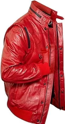 Mens Johnny Lawrence Kai Snake Karate Kid Red Faux Leather Cobra Jacket | Johnny Lawrence Halloween Costume