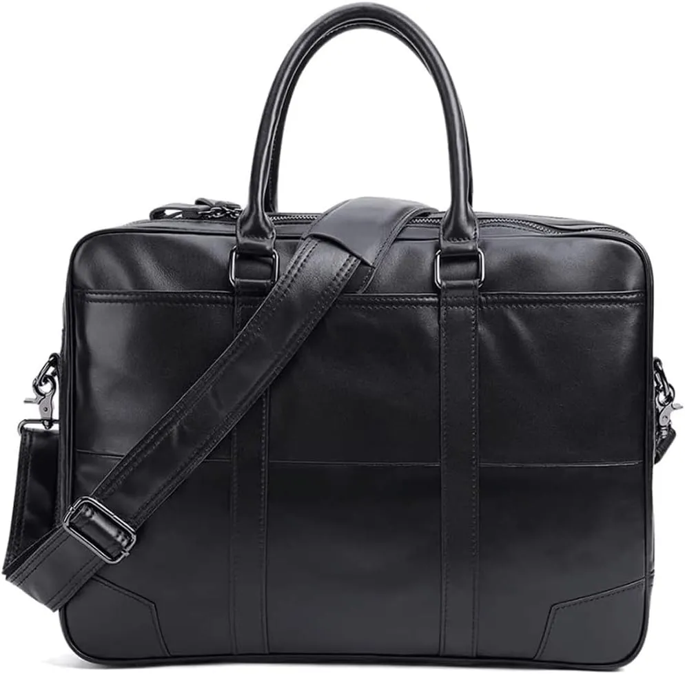 Men's Leather 15.6" Laptop Business Briefcase Shoulder Tote Bag Portfolio Satchel Lawyers Briefcases (Color : Brown, Size : 30 * 40 * 9cm)