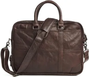 Men's Leather 15.6" Laptop Business Briefcase Shoulder Tote Bag Portfolio Satchel Lawyers Briefcases (Color : Brown, Size : 30 * 40 * 9cm)