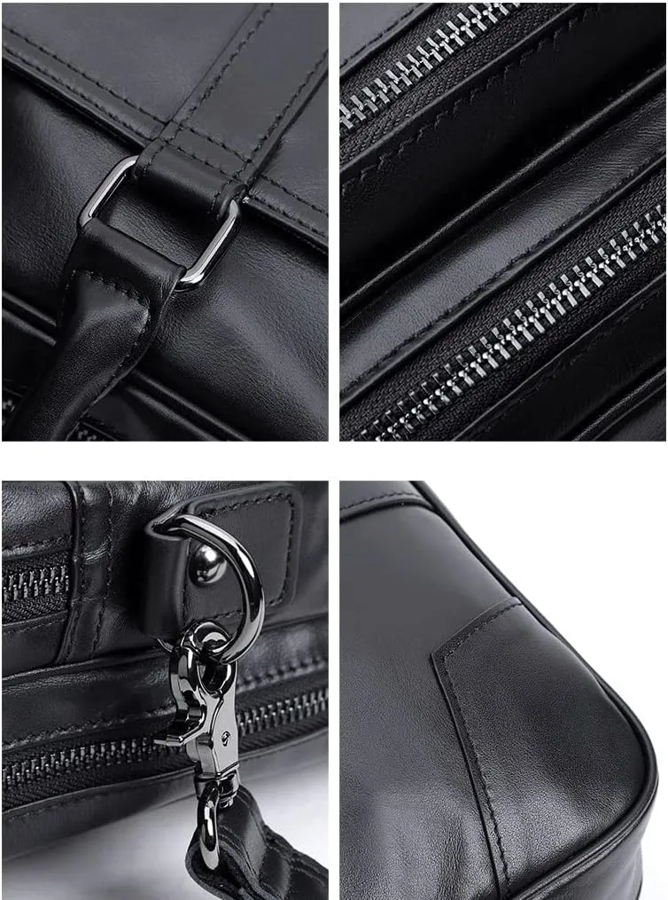 Men's Leather 15.6" Laptop Business Briefcase Shoulder Tote Bag Portfolio Satchel Lawyers Briefcases (Color : Brown, Size : 30 * 40 * 9cm)