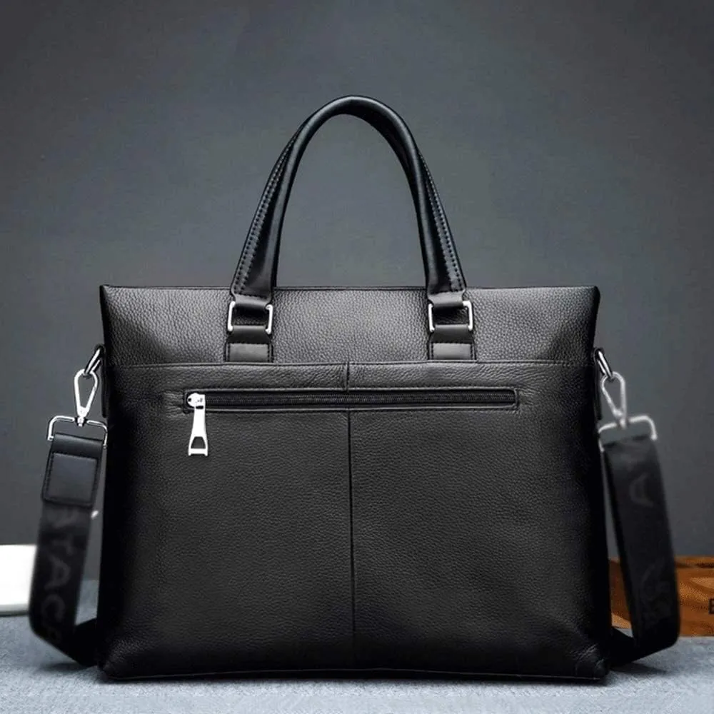 Men's Leather Laptop Business Briefcase Shoulder Portfolio Satchel Lawyers Briefcases for Men (Color : Black, Size : 38 * 29 * 6cm)