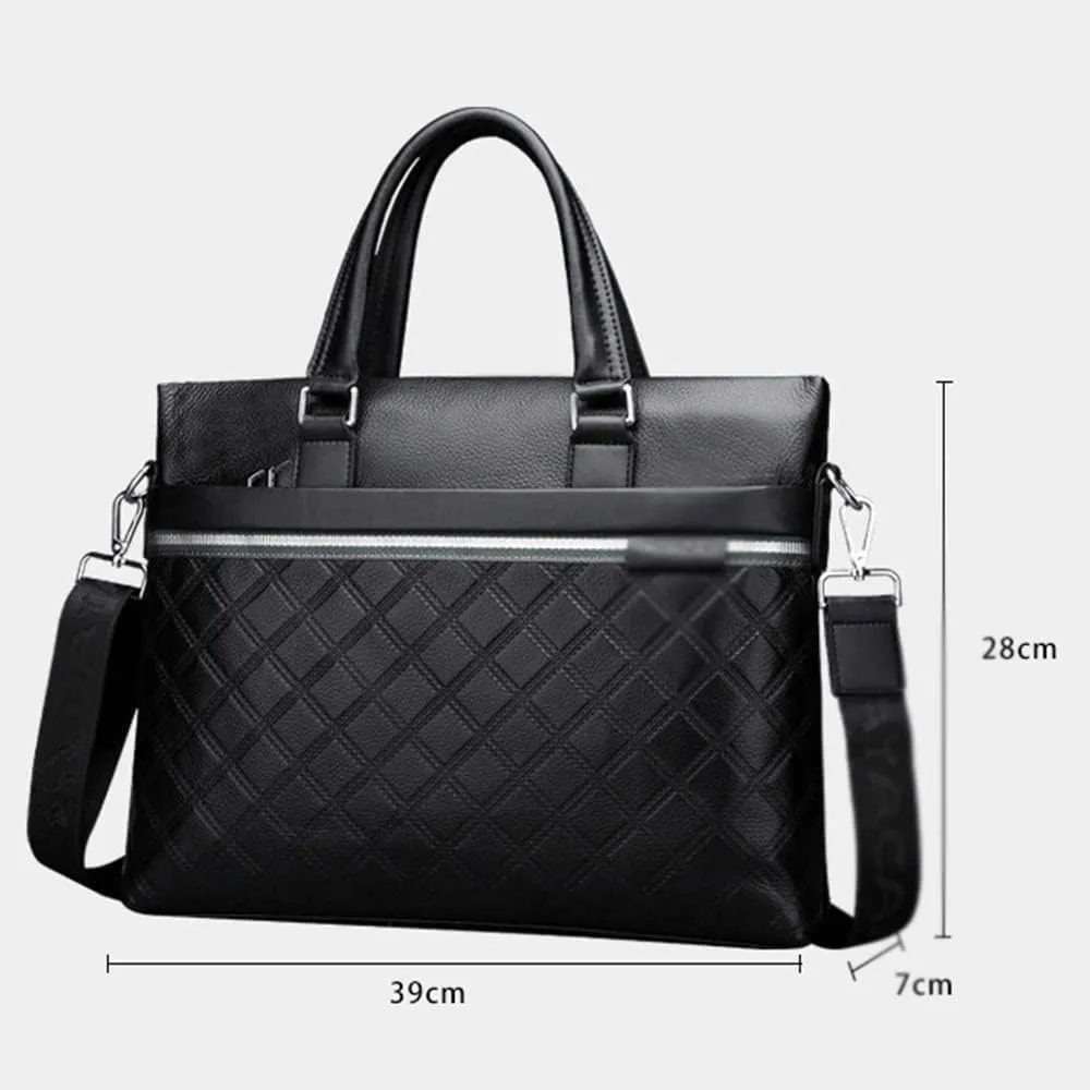 Men's Leather Laptop Business Briefcase Shoulder Portfolio Satchel Lawyers Briefcases for Men (Color : Black, Size : 38 * 29 * 6cm)