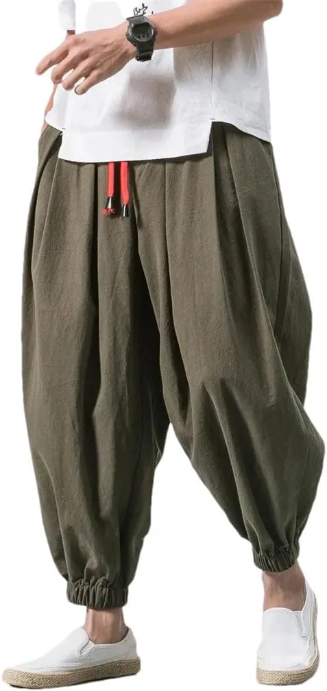 Men's Loose Harem Pants Four Season Cotton Streetwear Cross Oversize Trousers