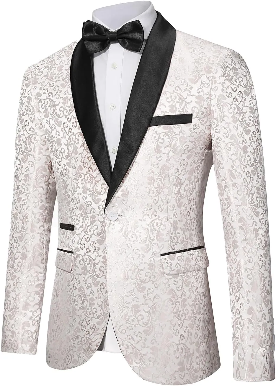 Mens Suit Tuxedo Jacket Suit Blazer One Button Slim Fit Dinner Jackets for Party Prom Wedding Tuxedo for Men