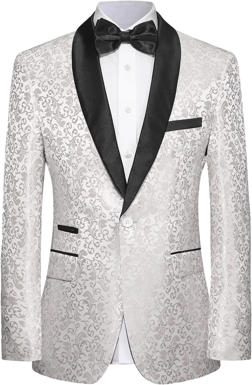 Mens Suit Tuxedo Jacket Suit Blazer One Button Slim Fit Dinner Jackets for Party Prom Wedding Tuxedo for Men
