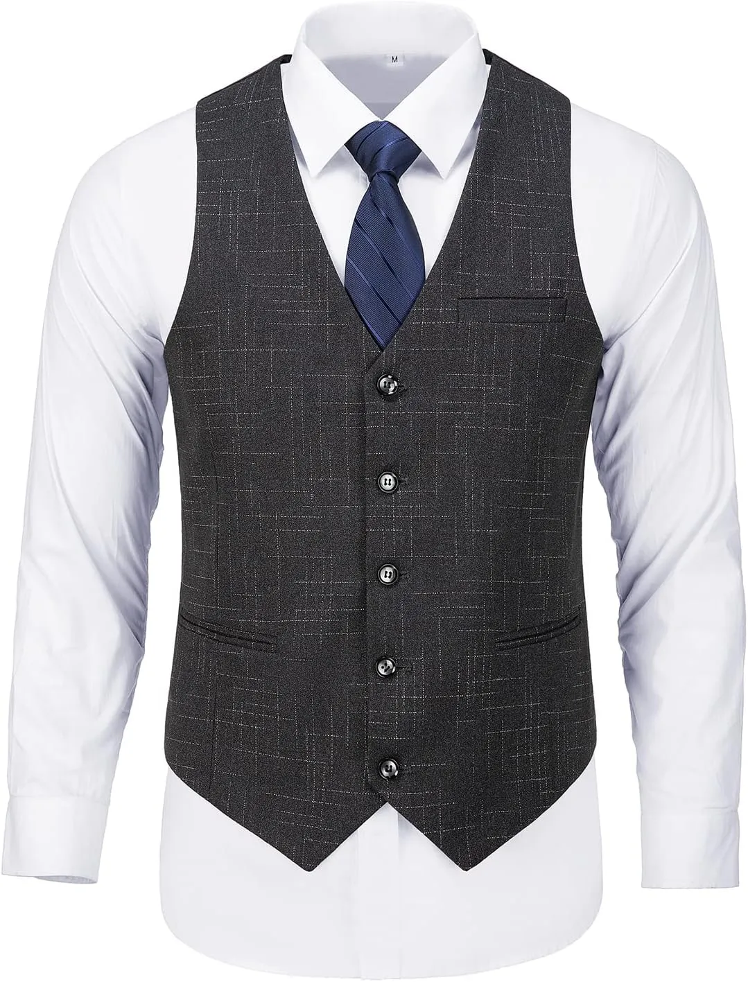 Mens Suits 3 Piece Plaid Slim Fit Tuxedo Double Breasted Prom Dress Suits Men Jackets Blazer Vest and Pants with Tie
