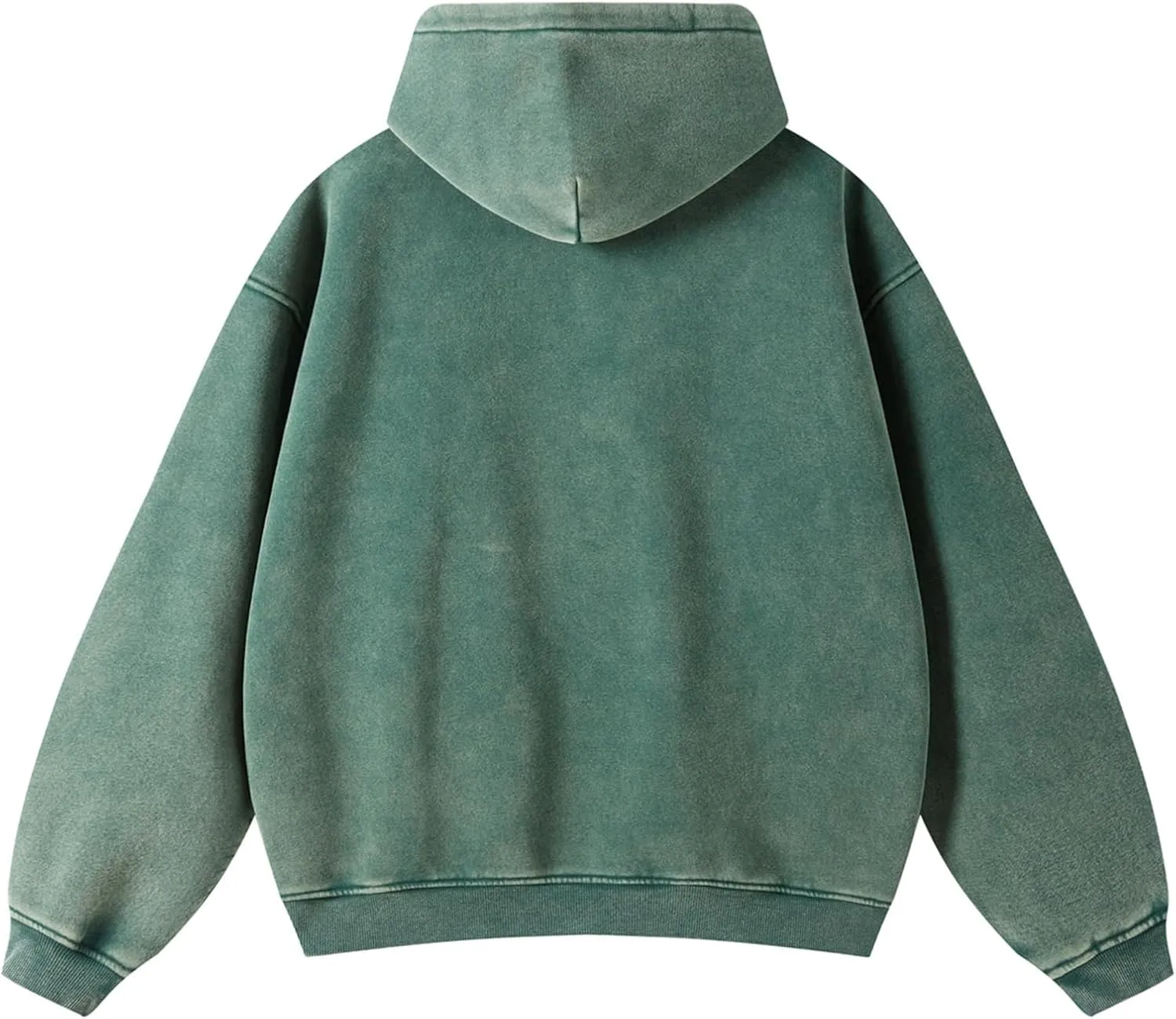 Men's Vintage Acid Wash Zip Up Oversized Hoodi Cotton Heavyweight Streetwear Sweatshirt With Pocket