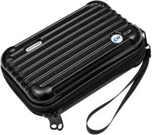 Mini Hard Shell Cosmetic Case, Makeup Handbag, Tiny Crossbody Bag, One Shoulder Diagonal Bag, Adjustable Strap Zipper Purse with Wristband (Black)