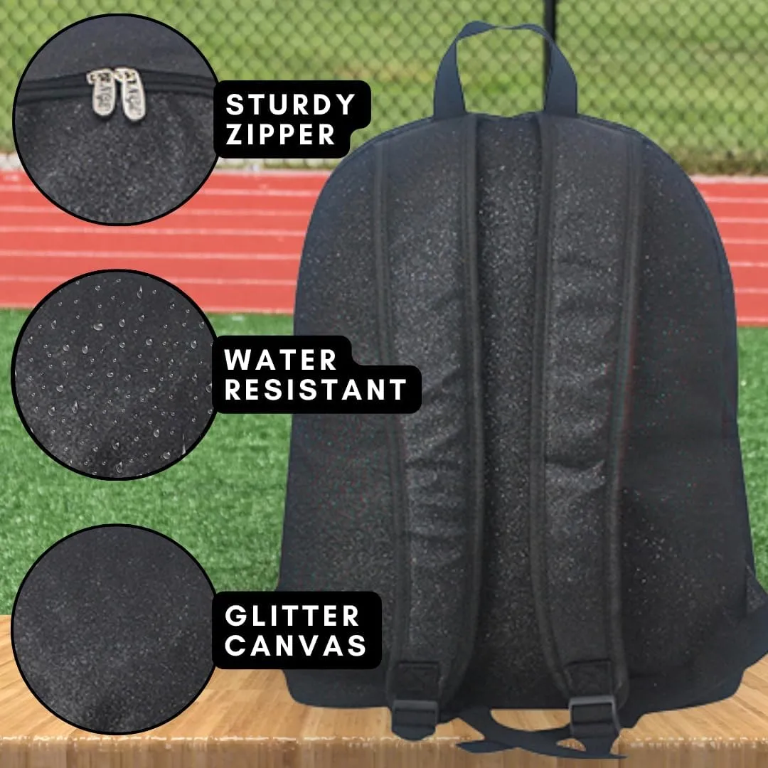 NGIL Large Glitter Cheer Backpack for Competitions, Dance, and Practice  Cheerleading Bag with Accessories Storage, Sparkle Bookbag for Cheerleaders, Coaches, and Competition Gear (Glitter-Black)