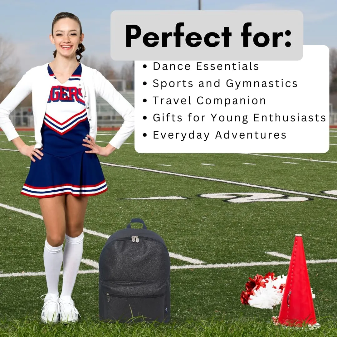 NGIL Large Glitter Cheer Backpack for Competitions, Dance, and Practice  Cheerleading Bag with Accessories Storage, Sparkle Bookbag for Cheerleaders, Coaches, and Competition Gear (Glitter-Black)