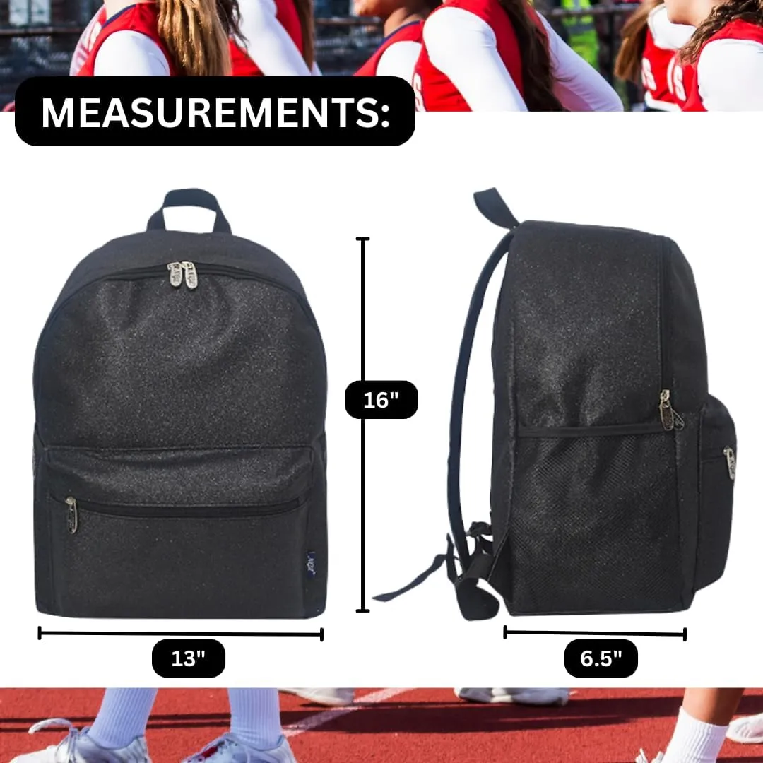NGIL Large Glitter Cheer Backpack for Competitions, Dance, and Practice  Cheerleading Bag with Accessories Storage, Sparkle Bookbag for Cheerleaders, Coaches, and Competition Gear (Glitter-Black)