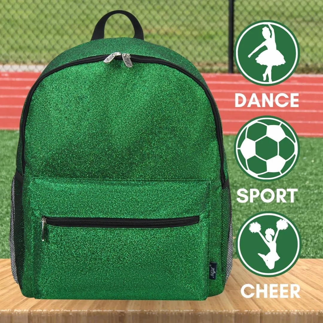 NGIL Large Glitter Cheer Backpack for Competitions, Dance, and Practice  Cheerleading Bag with Accessories Storage, Sparkle Bookbag for Cheerleaders, Coaches, and Competition Gear (Glitter-Green)