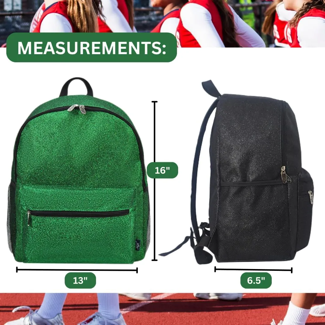 NGIL Large Glitter Cheer Backpack for Competitions, Dance, and Practice  Cheerleading Bag with Accessories Storage, Sparkle Bookbag for Cheerleaders, Coaches, and Competition Gear (Glitter-Green)