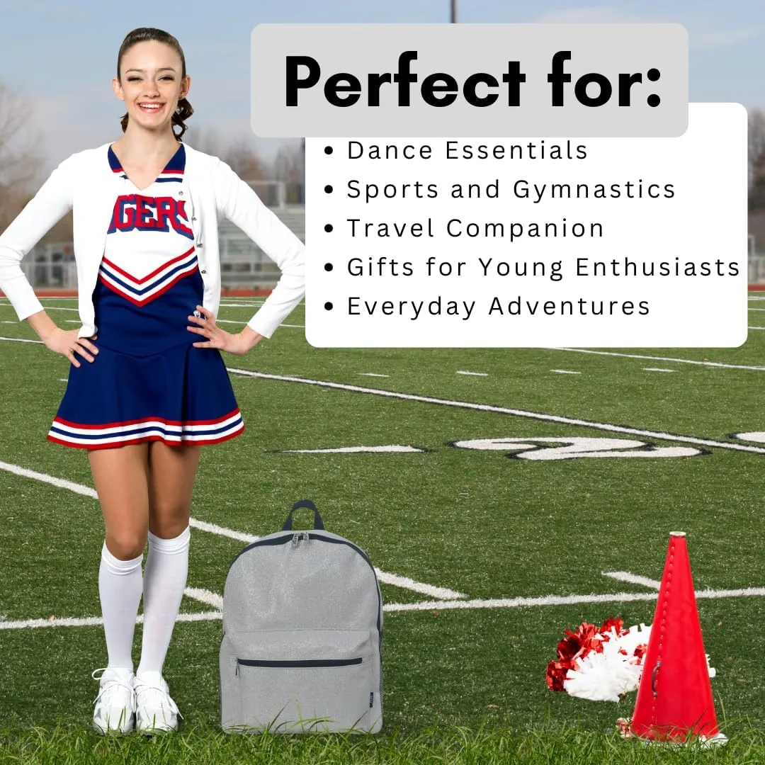 NGIL Large Glitter Cheer Backpack for Competitions, Dance, and Practice  Cheerleading Bag with Accessories Storage, Sparkle Bookbag for Cheerleaders, Coaches, and Competition Gear (Glitter-Silver)