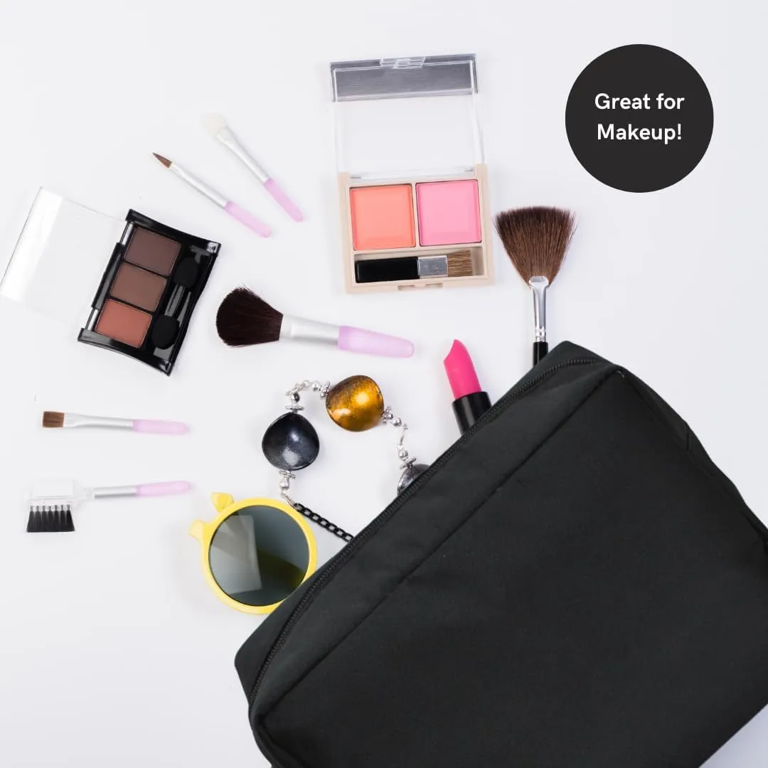 NGIL Makeup Bag for Women, Cute Cosmetic Bag, Lightweight Toiletry Make up Bag, Large Aesthetic Organizer Storage Pouch for Girls, Large Pouch, Toiletry Pouch (Black-Solid)