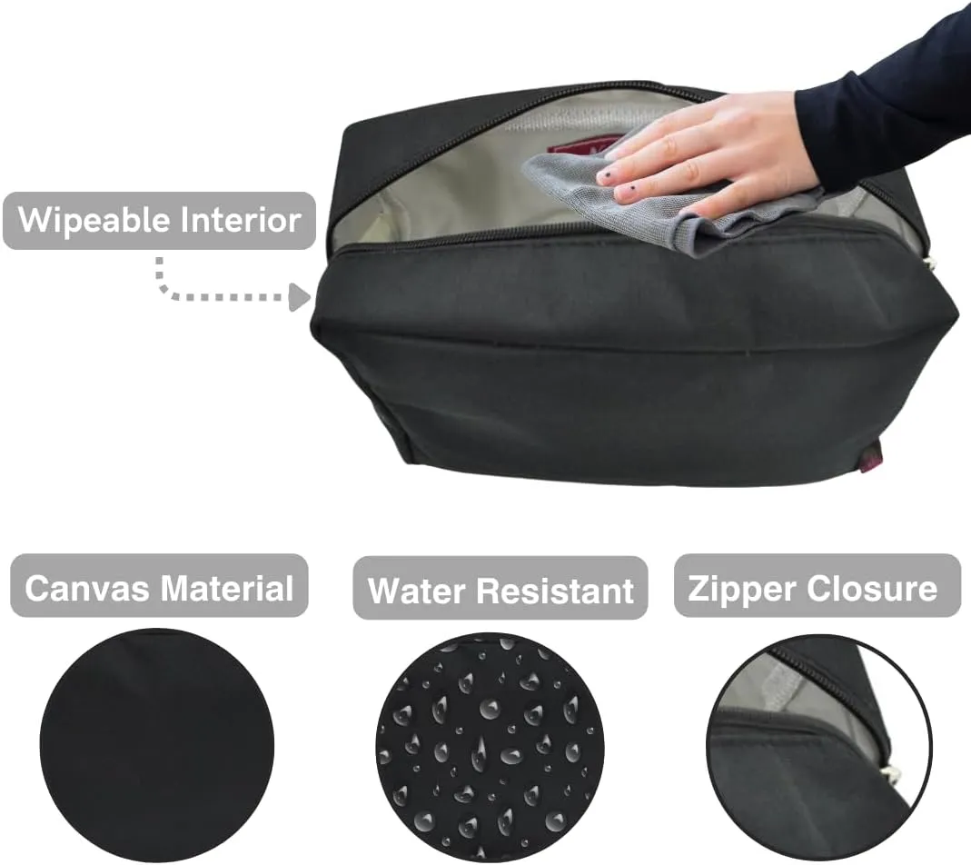 NGIL Makeup Bag for Women, Cute Cosmetic Bag, Lightweight Toiletry Make up Bag, Large Aesthetic Organizer Storage Pouch for Girls, Large Pouch, Toiletry Pouch (Black-Solid)