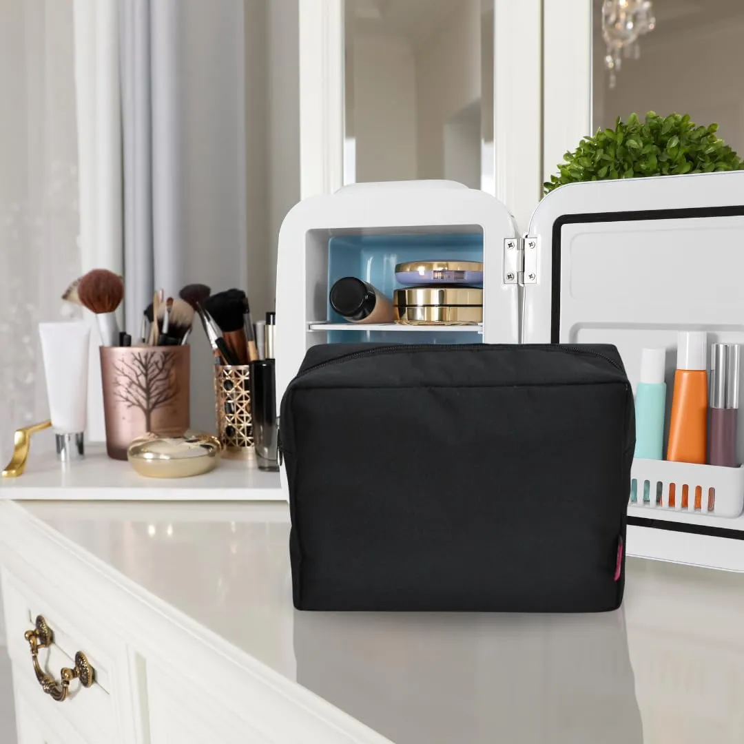 NGIL Makeup Bag for Women, Cute Cosmetic Bag, Lightweight Toiletry Make up Bag, Large Aesthetic Organizer Storage Pouch for Girls, Large Pouch, Toiletry Pouch (Black-Solid)