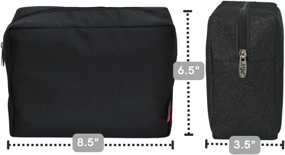 NGIL Makeup Bag for Women, Cute Cosmetic Bag, Lightweight Toiletry Make up Bag, Large Aesthetic Organizer Storage Pouch for Girls, Large Pouch, Toiletry Pouch (Black-Solid)
