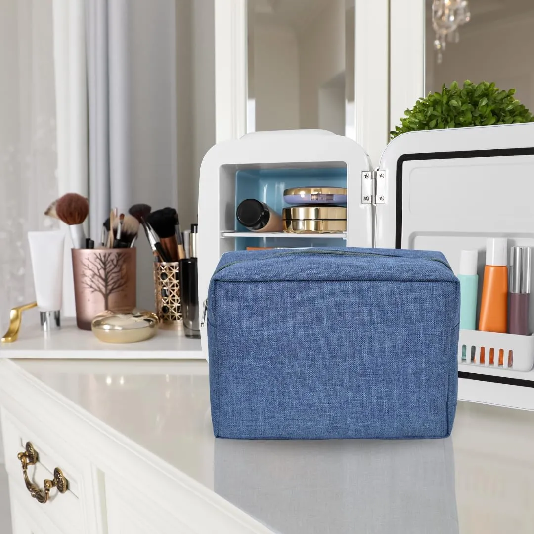 NGIL Makeup Bag for Women, Cute Cosmetic Bag, Lightweight Toiletry Make up Bag, Large Aesthetic Organizer Storage Pouch for Girls, Large Pouch, Toiletry Pouch (Crosshatch-Blue)