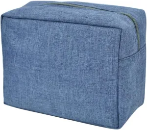 NGIL Makeup Bag for Women, Cute Cosmetic Bag, Lightweight Toiletry Make up Bag, Large Aesthetic Organizer Storage Pouch for Girls, Large Pouch, Toiletry Pouch (Crosshatch-Blue)