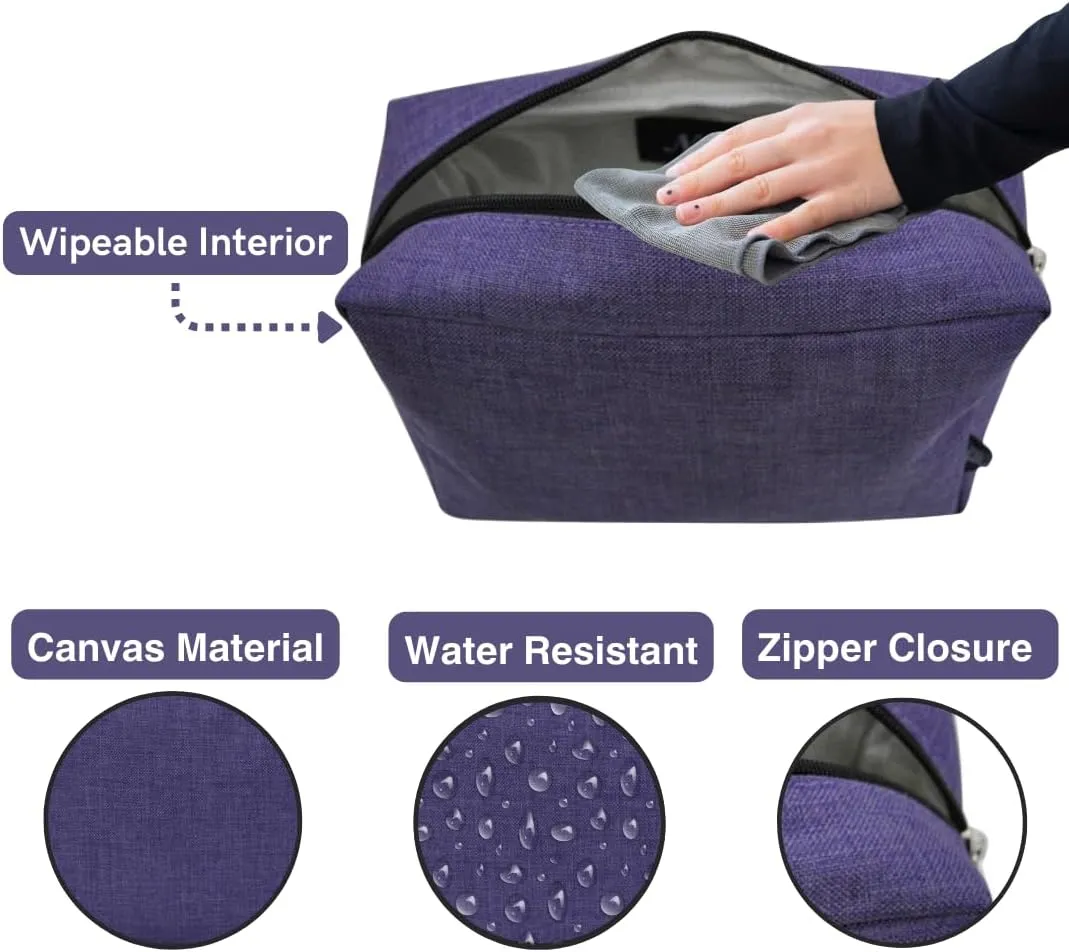 NGIL Makeup Bag for Women, Cute Cosmetic Bag, Lightweight Toiletry Make up Bag, Large Aesthetic Organizer Storage Pouch for Girls, Large Pouch, Toiletry Pouch (Crosshatch-Purple)