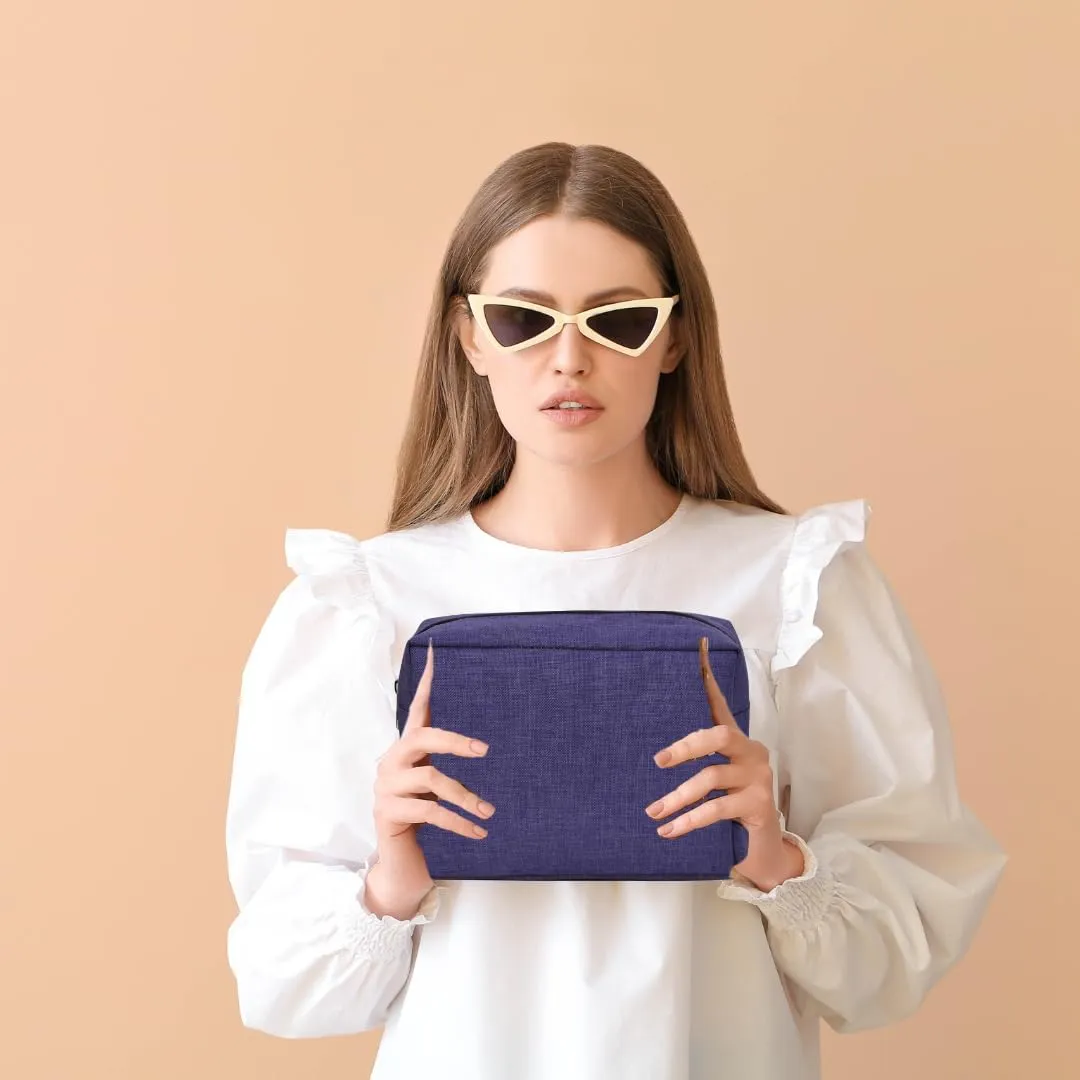 NGIL Makeup Bag for Women, Cute Cosmetic Bag, Lightweight Toiletry Make up Bag, Large Aesthetic Organizer Storage Pouch for Girls, Large Pouch, Toiletry Pouch (Crosshatch-Purple)