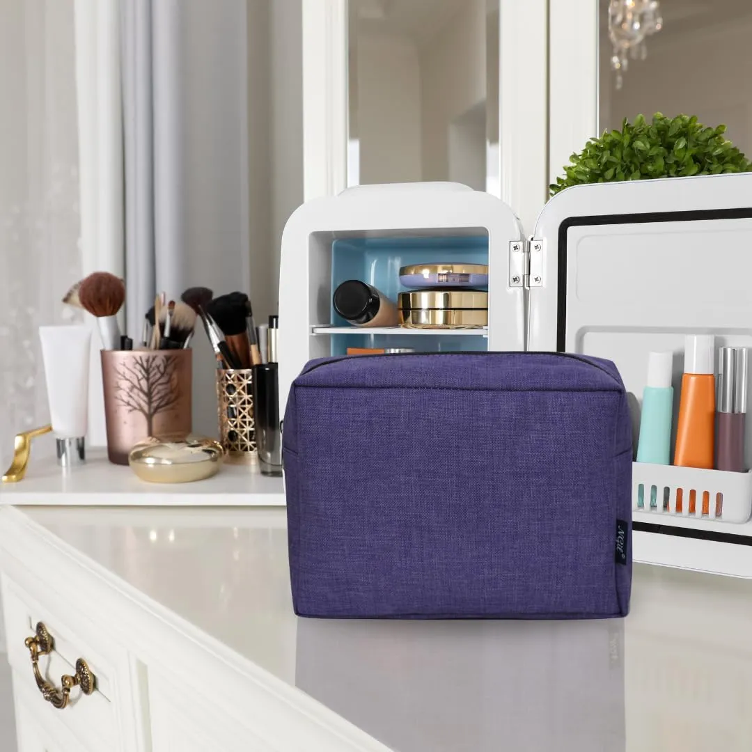 NGIL Makeup Bag for Women, Cute Cosmetic Bag, Lightweight Toiletry Make up Bag, Large Aesthetic Organizer Storage Pouch for Girls, Large Pouch, Toiletry Pouch (Crosshatch-Purple)