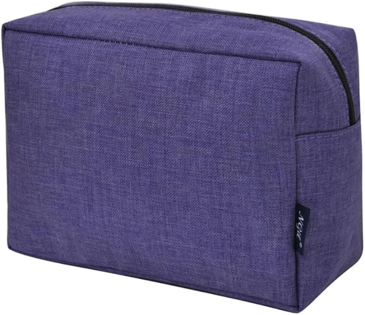 NGIL Makeup Bag for Women, Cute Cosmetic Bag, Lightweight Toiletry Make up Bag, Large Aesthetic Organizer Storage Pouch for Girls, Large Pouch, Toiletry Pouch (Crosshatch-Purple)