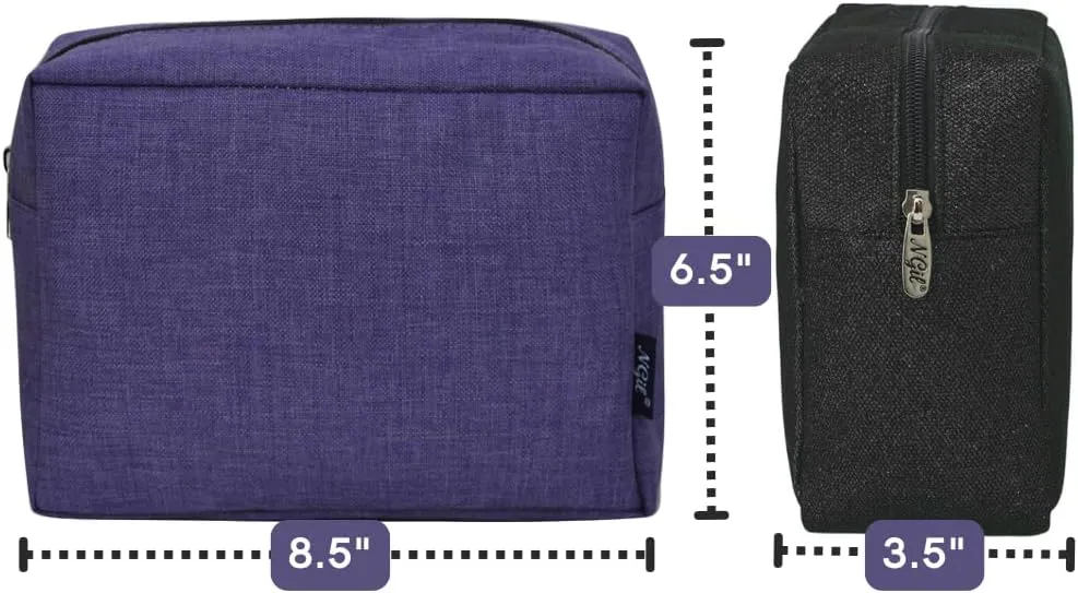 NGIL Makeup Bag for Women, Cute Cosmetic Bag, Lightweight Toiletry Make up Bag, Large Aesthetic Organizer Storage Pouch for Girls, Large Pouch, Toiletry Pouch (Crosshatch-Purple)