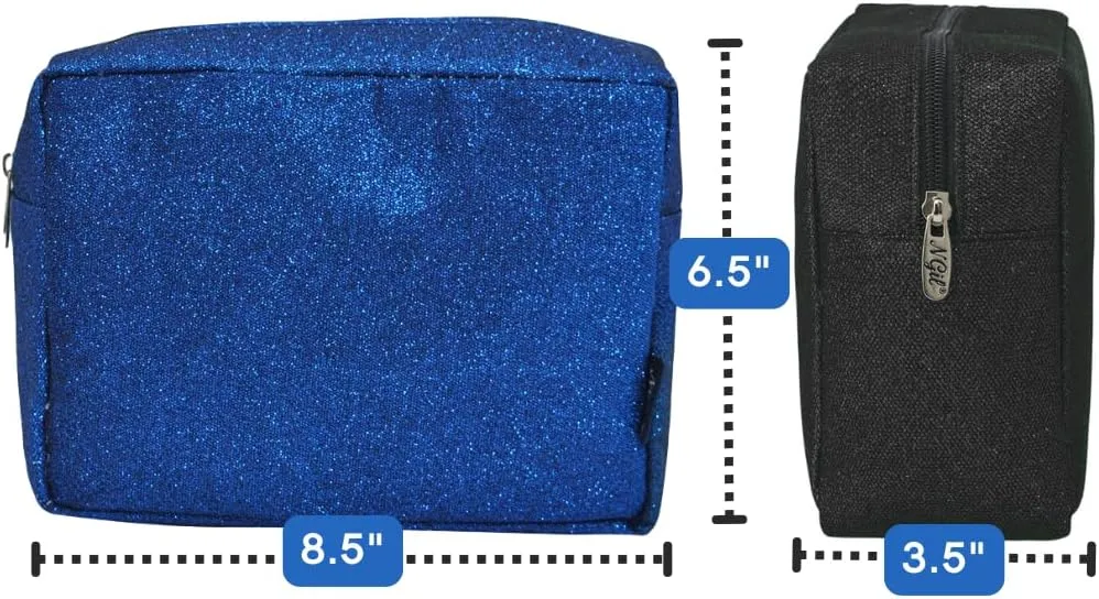 NGIL Makeup Bag for Women, Cute Cosmetic Bag, Lightweight Toiletry Make up Bag, Large Aesthetic Organizer Storage Pouch for Girls, Large Pouch, Toiletry Pouch (Royal Glitter)