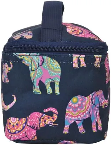 NGIL Travel Cosmetic Bag Makeup Bag Organizer for Women and Girls (Bohemian Elephant-Navy)