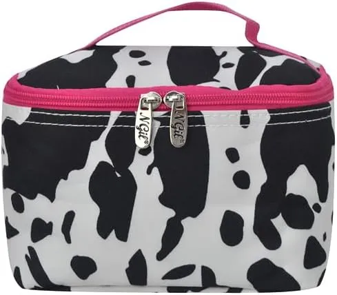 NGIL Travel Cosmetic Bag Makeup Bag Organizer for Women (Cow Splatter-Hot Pink)