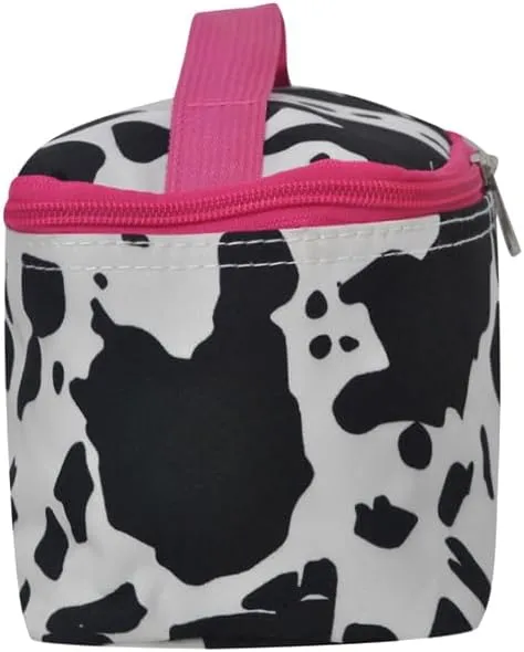 NGIL Travel Cosmetic Bag Makeup Bag Organizer for Women (Cow Splatter-Hot Pink)