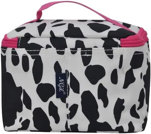 NGIL Travel Cosmetic Bag Makeup Bag Organizer for Women (Cow Splatter-Hot Pink)