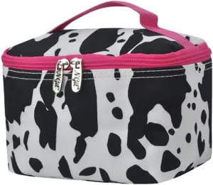NGIL Travel Cosmetic Bag Makeup Bag Organizer for Women (Cow Splatter-Hot Pink)