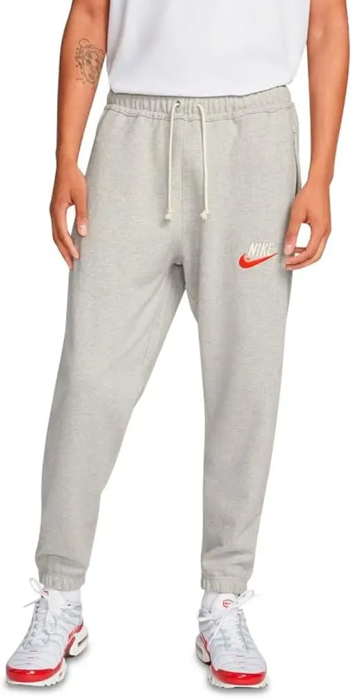 Nike Sportswear Men's Sneaker Pants (Medium, Grey Heather/Off Noir/Sail/Team Orange)