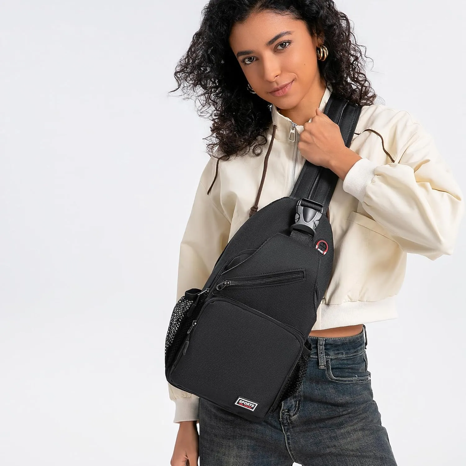 O-TBOST Crossbody Sling Bag Casual Chest Bag for Men Women Lightweight Durable Travel Hiking for Daily Use (black, Large)