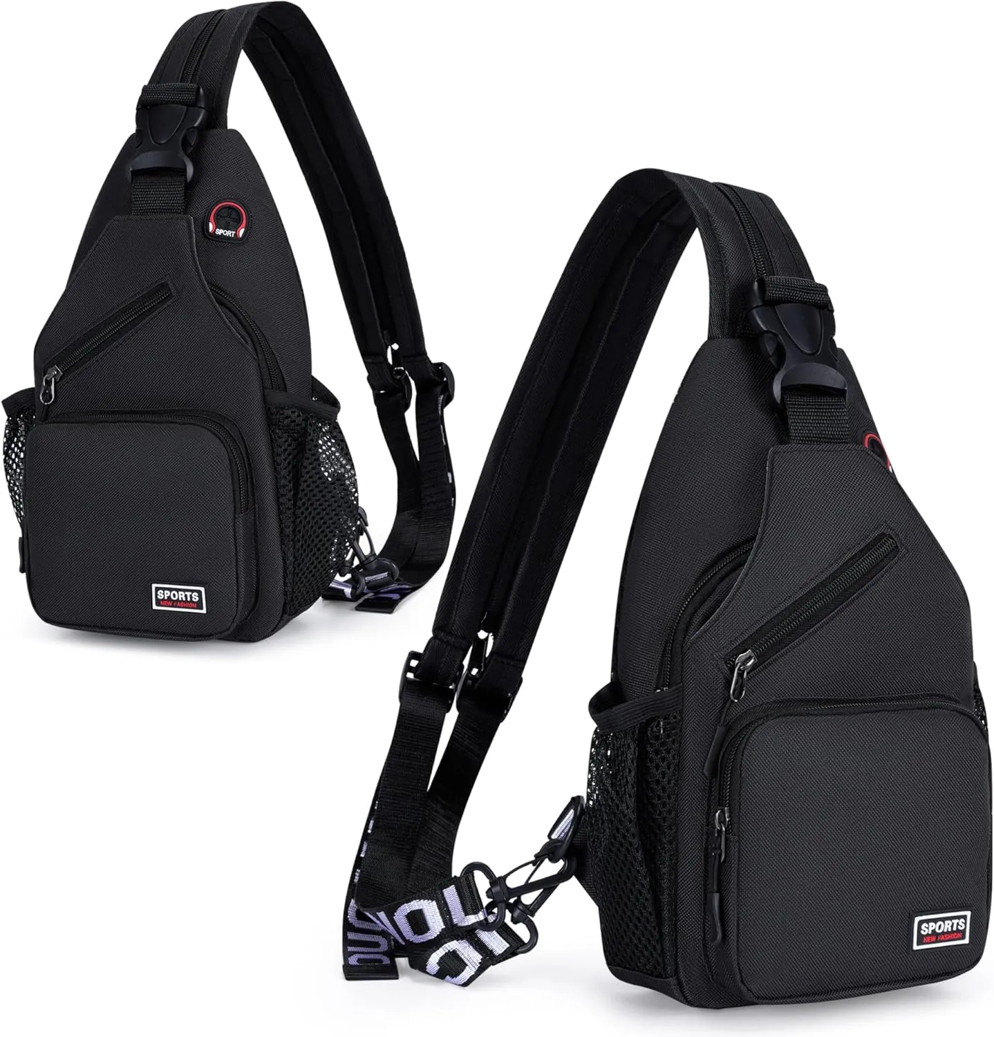 O-TBOST Crossbody Sling Bag Casual Chest Bag for Men Women Lightweight Durable Travel Hiking for Daily Use (black, Large)