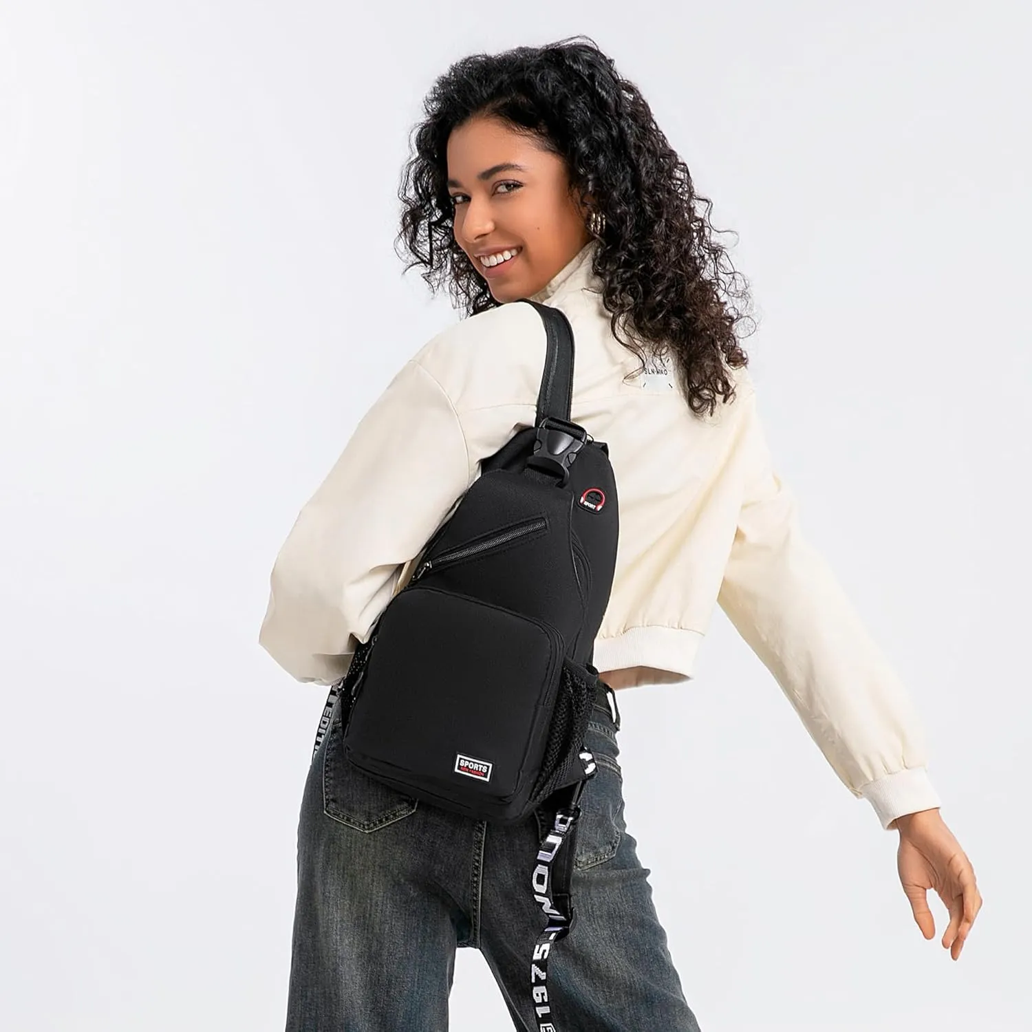 O-TBOST Crossbody Sling Bag Casual Chest Bag for Men Women Lightweight Durable Travel Hiking for Daily Use (black, Large)