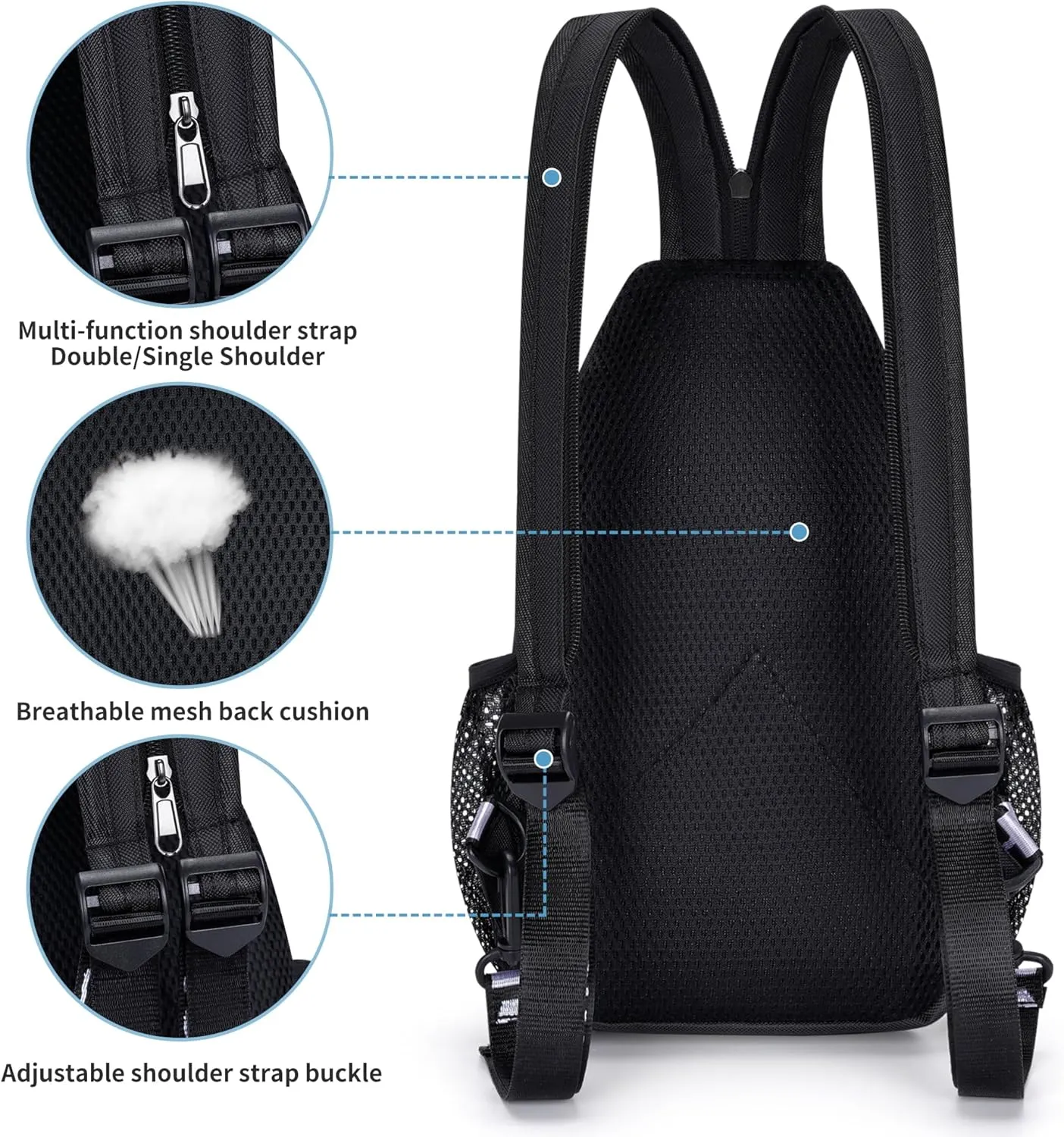 O-TBOST Crossbody Sling Bag Casual Chest Bag for Men Women Lightweight Durable Travel Hiking for Daily Use (black, Large)