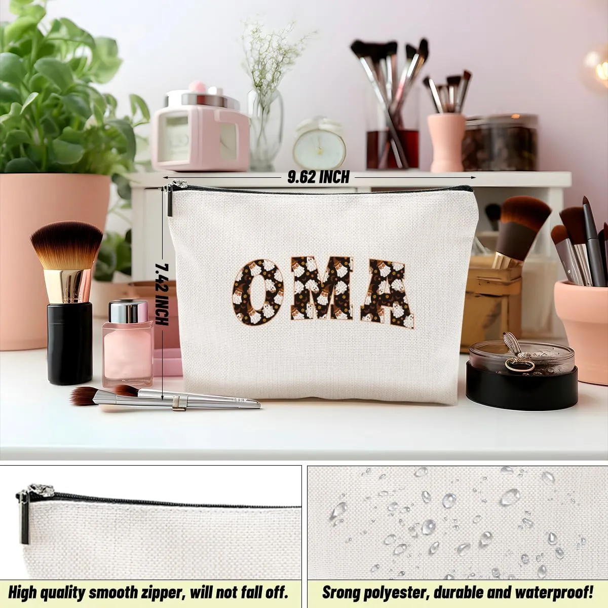 Oma Gifts Grandma Gifts Makeup Bag Grandmother Gifts Cute Halloween Ghost Cosmetic Bag Gifts for Grandma Women Nana Zipper Pouch Travel Organizer Thank You Gifts for Halloween party Mothers Day