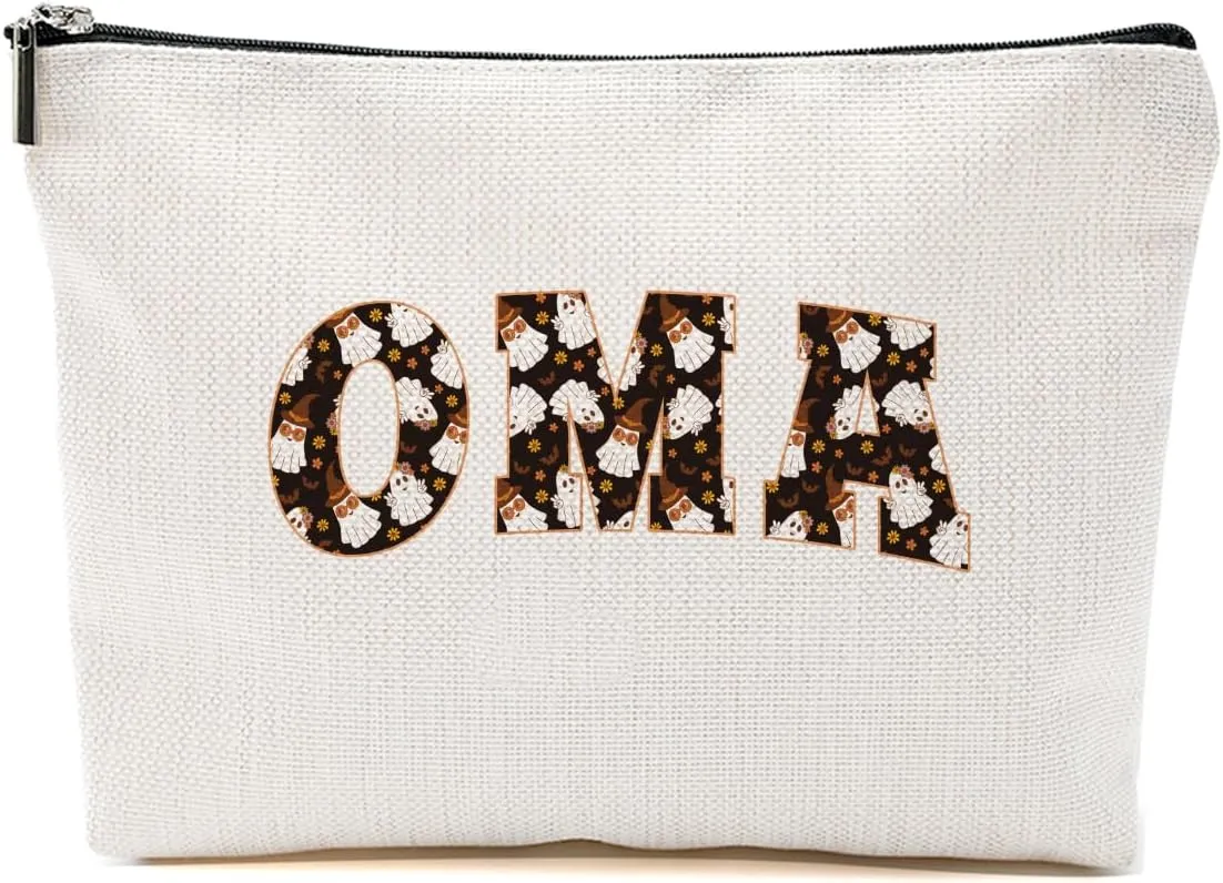 Oma Gifts Grandma Gifts Makeup Bag Grandmother Gifts Cute Halloween Ghost Cosmetic Bag Gifts for Grandma Women Nana Zipper Pouch Travel Organizer Thank You Gifts for Halloween party Mothers Day