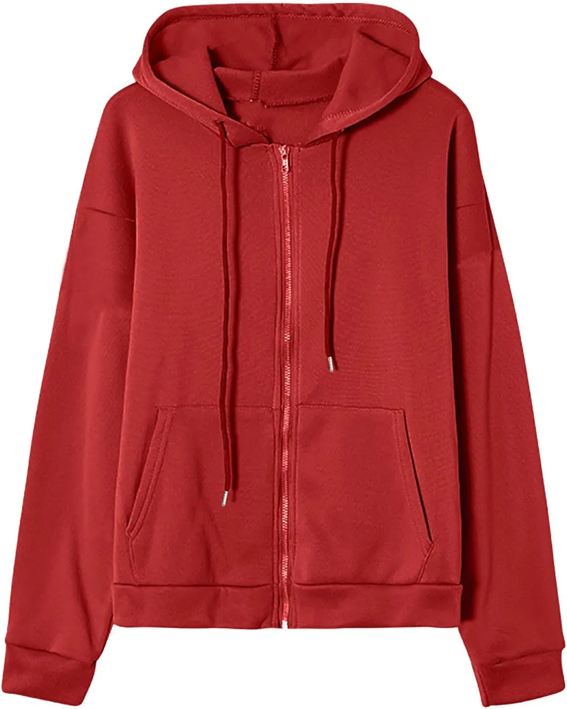 Oversized Zip Up Hoodies for Women Casual Drawstring Teen Girl Y2K Sweatshirts Long Sleeve Fall Jackets With Pockets