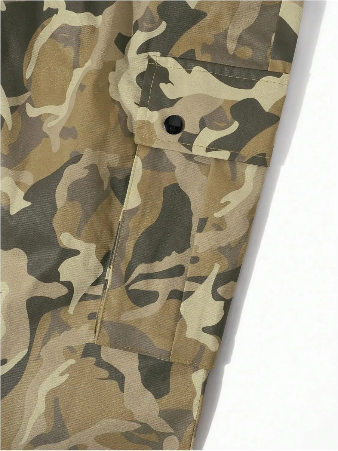 OYOANGLE Men's Camo Print Drawstring Waist Casual Baggy Cargo Pants Streetwear with Pocket